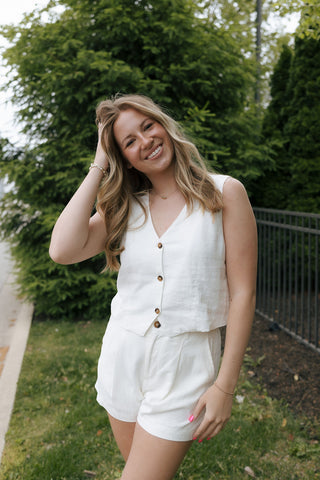 Topanga Linen Shorts, White by Z Supply *final sale