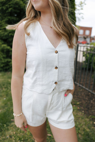 Topanga Linen Shorts, White by Z Supply *final sale