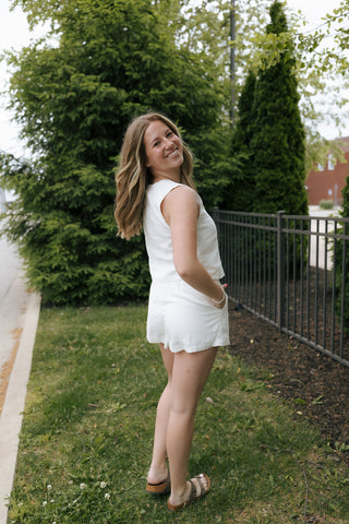 Topanga Linen Shorts, White by Z Supply *final sale