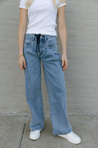 Pleated Drawstring Denim by Vervet *final sale