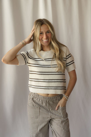 Z Supply Gatewood Stripe Sweater, Heather Oatmeal