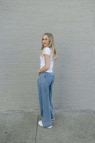 Pleated Drawstring Denim by Vervet *final sale