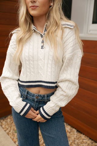 Lapel Collar Crop Sweater *final sale*