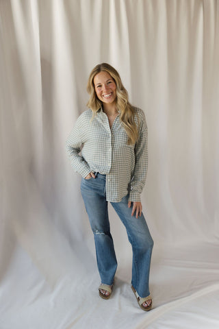 River Plaid Button Up, Emerald Cove