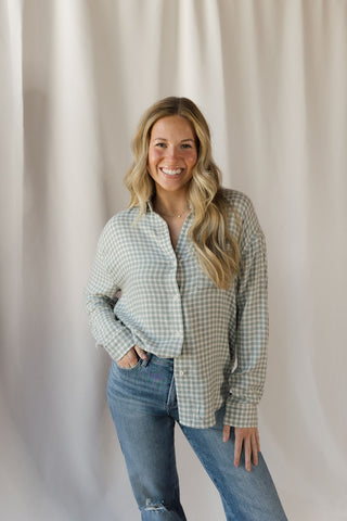 River Plaid Button Up, Emerald Cove