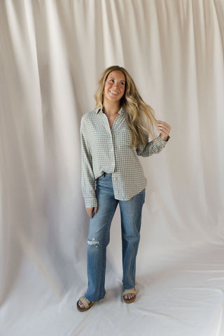 River Plaid Button Up, Emerald Cove