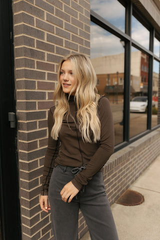 Marisol Long Sleeve Top, Brown/Black *final sale