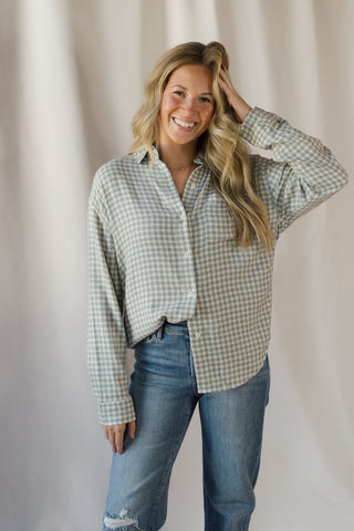 River Plaid Button Up, Emerald Cove