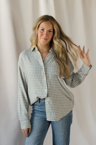 River Plaid Button Up, Emerald Cove