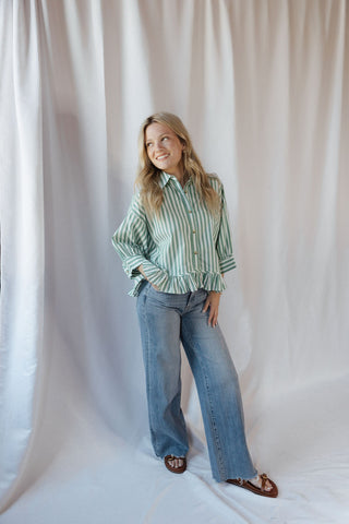 Kensington Top, Green Stripe