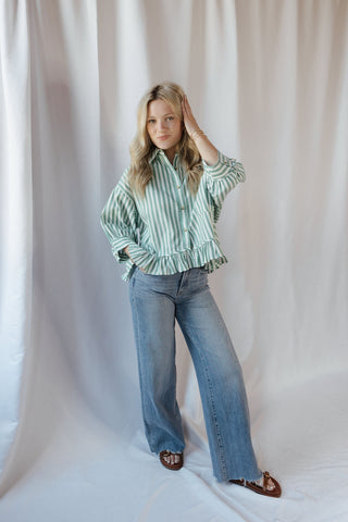 Kensington Top, Green Stripe