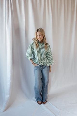 Kensington Top, Green Stripe