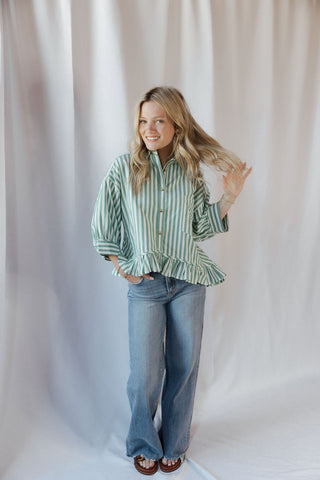Kensington Top, Green Stripe