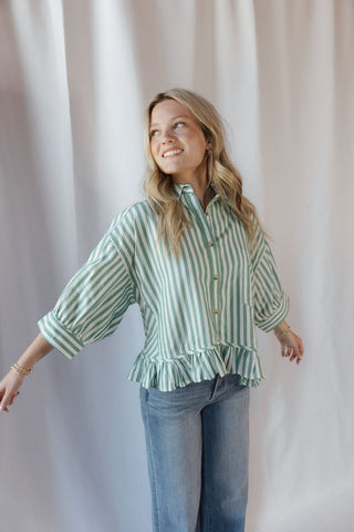 Kensington Top, Green Stripe