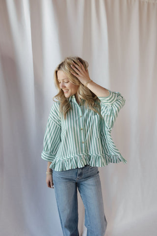 Kensington Top, Green Stripe