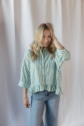 Kensington Top, Green Stripe