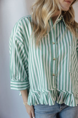 Kensington Top, Green Stripe