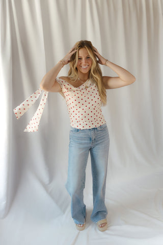 Bianca Polka Dot Top, Red/Ivory