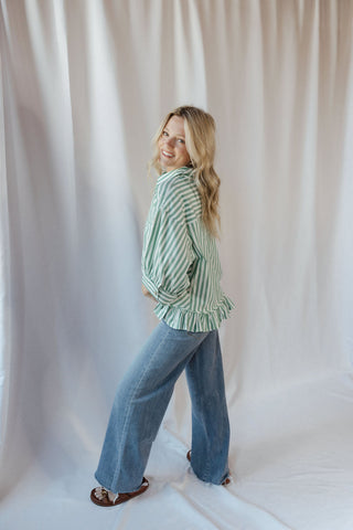 Kensington Top, Green Stripe