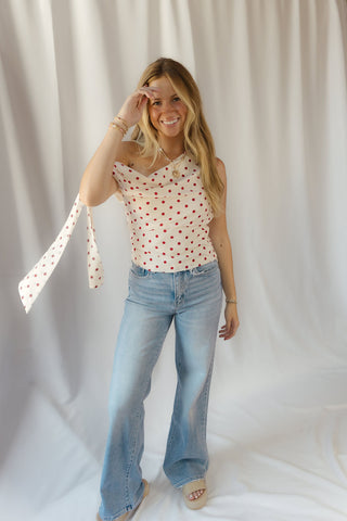 Bianca Polka Dot Top, Red/Ivory
