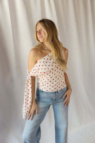 Bianca Polka Dot Top, Red/Ivory