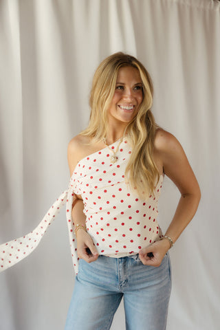 Bianca Polka Dot Top, Red/Ivory
