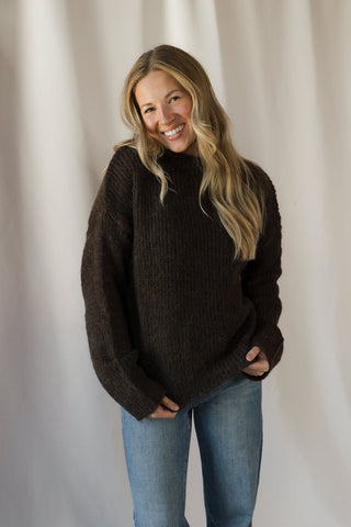 Molly Mock Neck Oversized Sweater, Brown