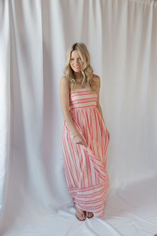 Kinzi Stripe Maxi Dress, Blush