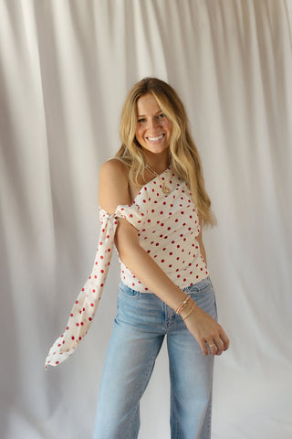 Bianca Polka Dot Top, Red/Ivory