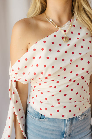 Bianca Polka Dot Top, Red/Ivory
