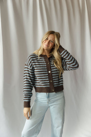 Kasyn Fuzzy Knit Cardigan, Chocolate Brown
