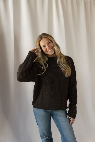 Molly Mock Neck Oversized Sweater, Brown