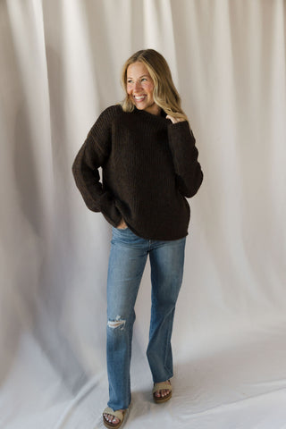 Molly Mock Neck Oversized Sweater, Brown