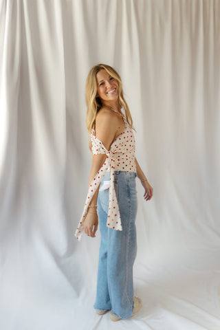 Bianca Polka Dot Top, Red/Ivory