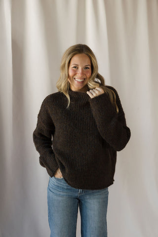 Molly Mock Neck Oversized Sweater, Brown