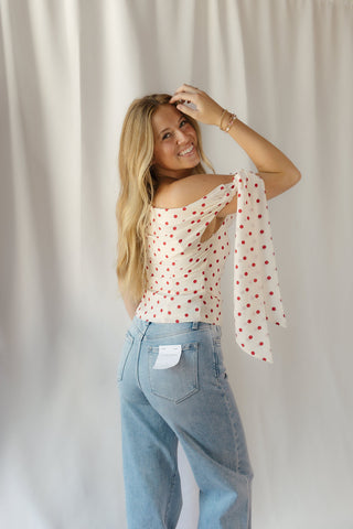 Bianca Polka Dot Top, Red/Ivory