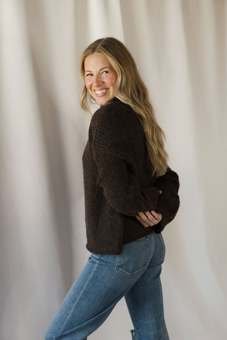 Molly Mock Neck Oversized Sweater, Brown