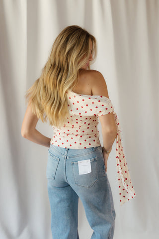 Bianca Polka Dot Top, Red/Ivory