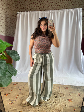 Olivia Olive Striped Pants