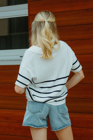 Stripe Collared Top