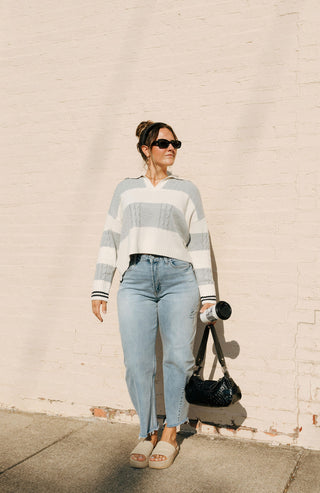 V Neck Stripe Sweater