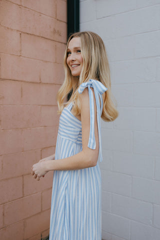 Stripe Tie Strap Dress, Blue