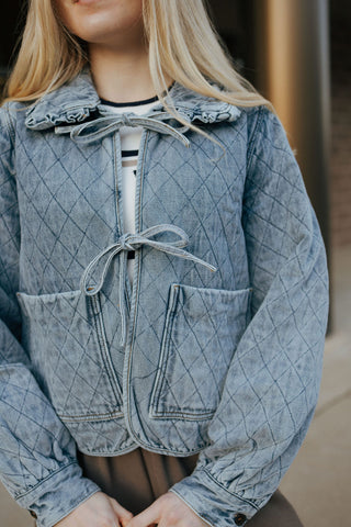 Quilted Tie Denim Jacket