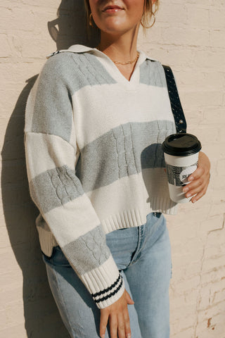 V Neck Stripe Sweater