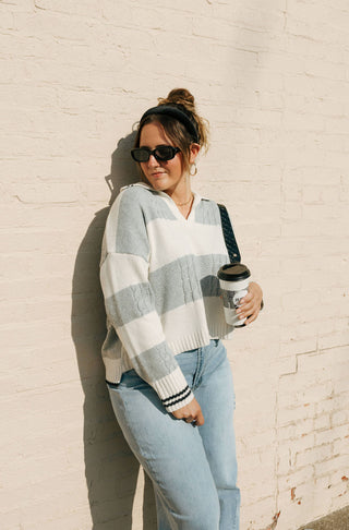 V Neck Stripe Sweater