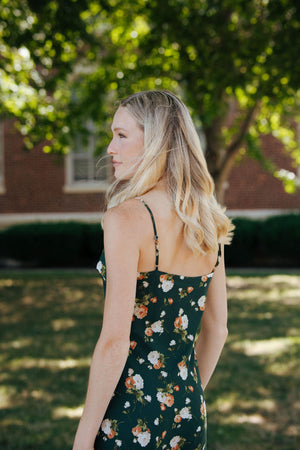 Floral Dress, Hunter Green