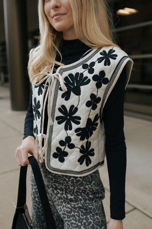 Embroidered Vest, Cream