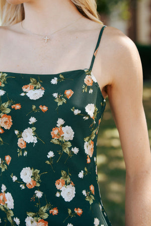 Floral Dress, Hunter Green