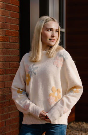 Cream Floral Sweater