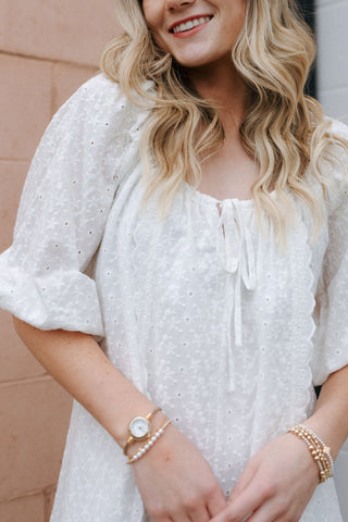 Eyelet Romper, White